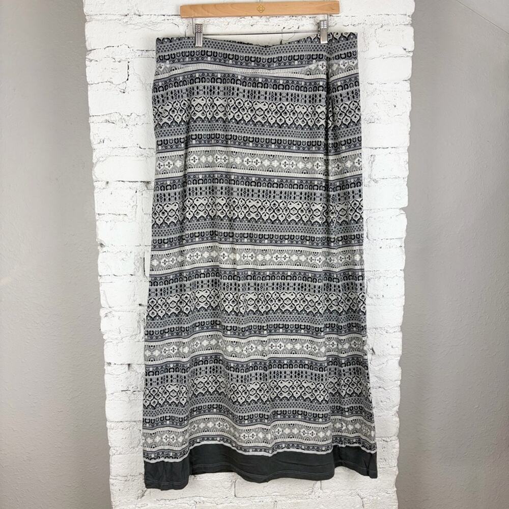Kuhl Karisma Striped Slate Grey Tribal Aztec Patterned Maxi Skirt XL